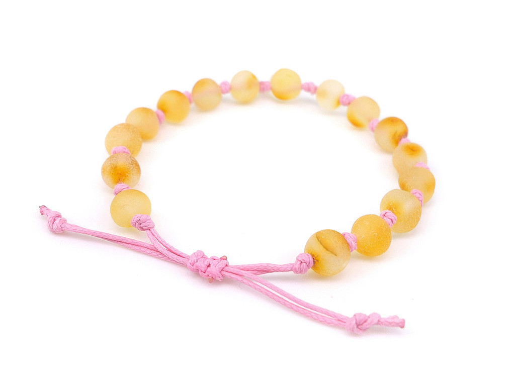 Pink amber teething bracelet or anklet 
