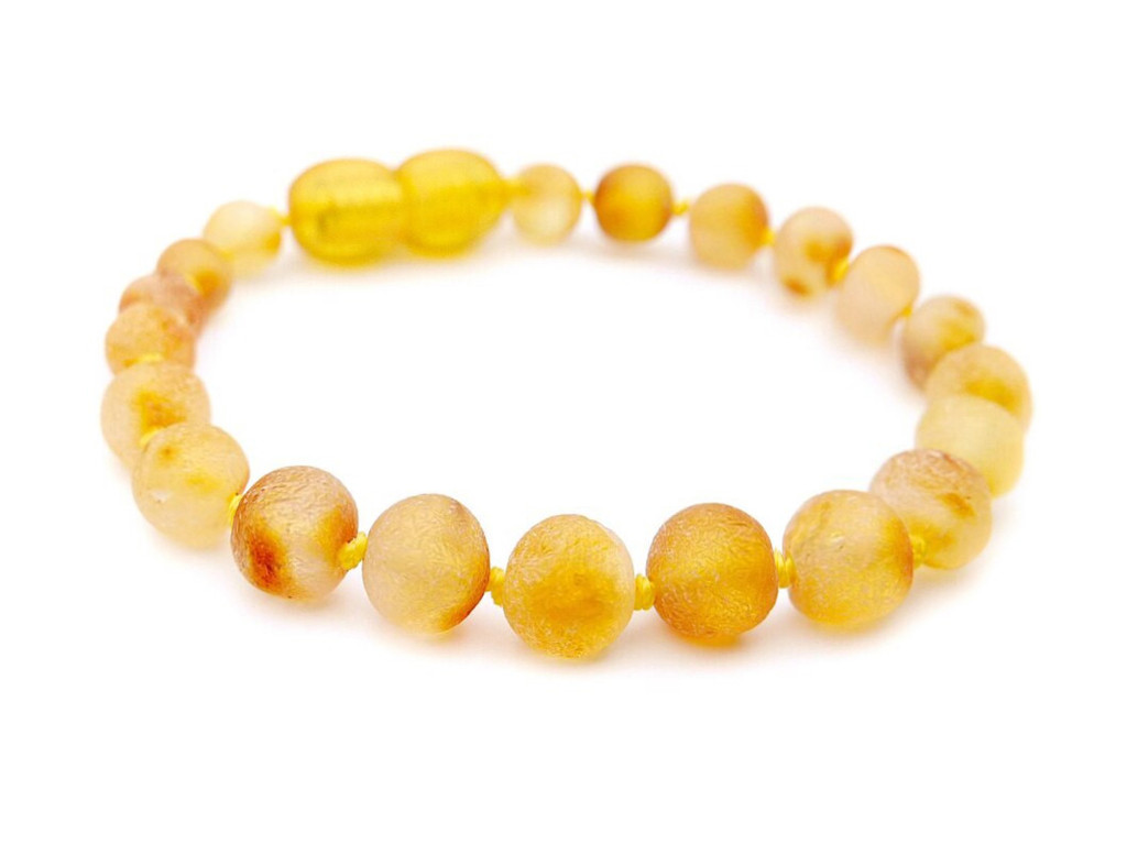 Personalised children’s bracelet with raw unpolished Baltic amber beads for girls and boys