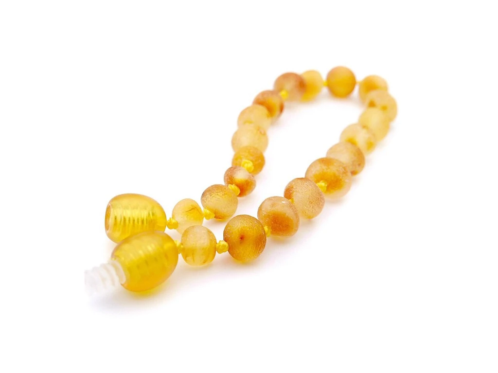 Teething Baltic amber bracelet or anklet with raw honey unpolished beads 