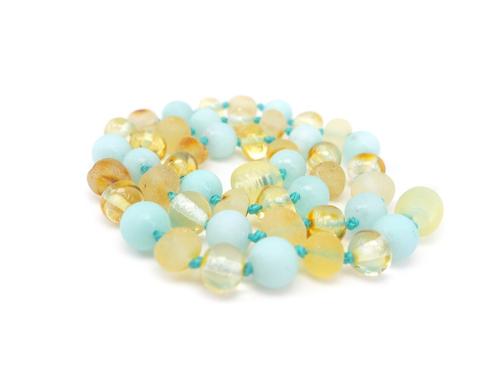 Amazonite amber teething necklace