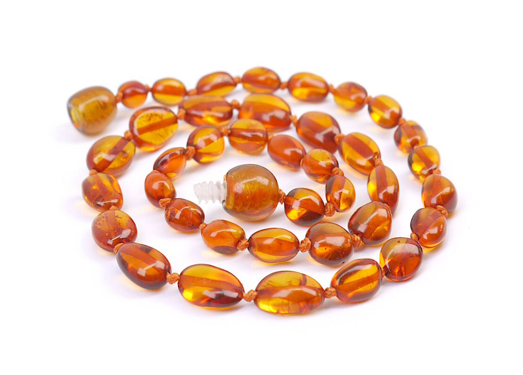 Amber teething set - cognac olive beads 