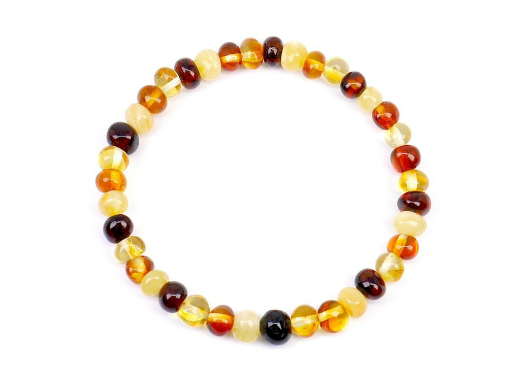 Healing amber bracelet for adults  - multicoloured baroque beads