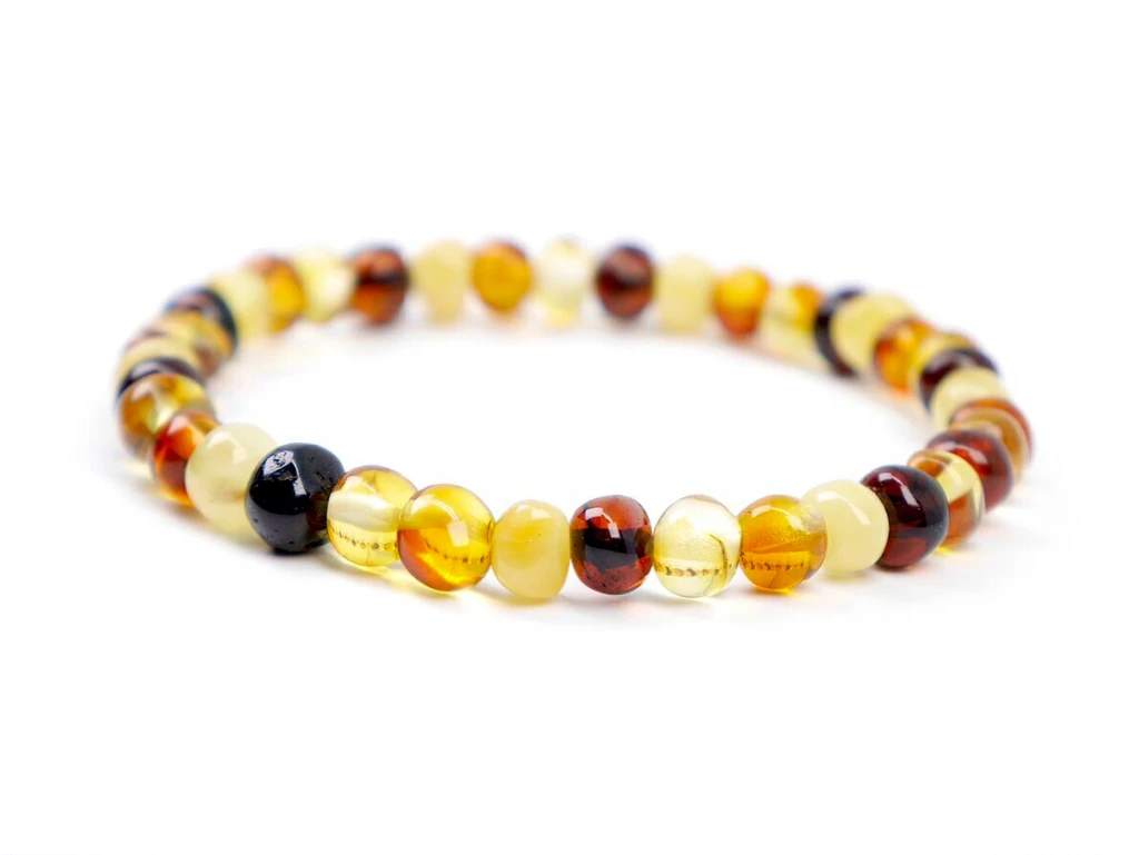 Amber bracelet for adults, multicoloured gemstone style — available in UK, EU & Ireland