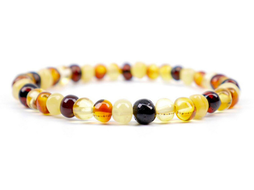 Adult Baltic amber bracelet for men and women featuring multicoloured natural beads — handcrafted, eco-friendly jewellery with timeless style