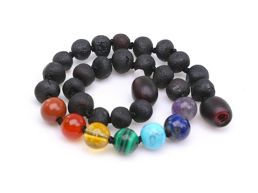 Genuine Baltic Amber Bracelet for Adults with Chakra Gemstone Beads | Handmade Jewellery Available in the UK & Ireland