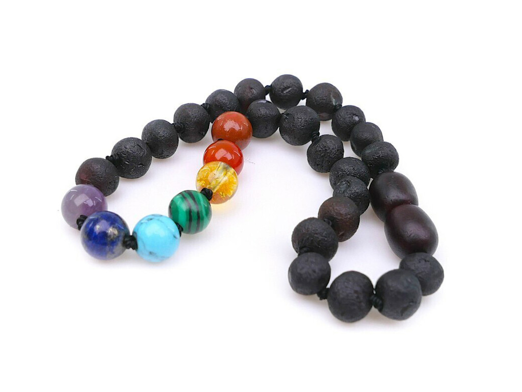 Raw Unpolished Adult Baltic Amber Bracelet with Chakra Gemstone Beads – Natural Wellness Jewellery for Balance and Comfort