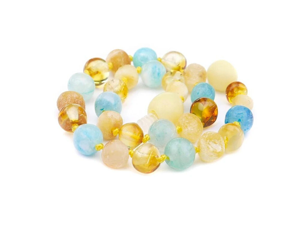 Natural adult amber bracelet with blue hemimorphite shop