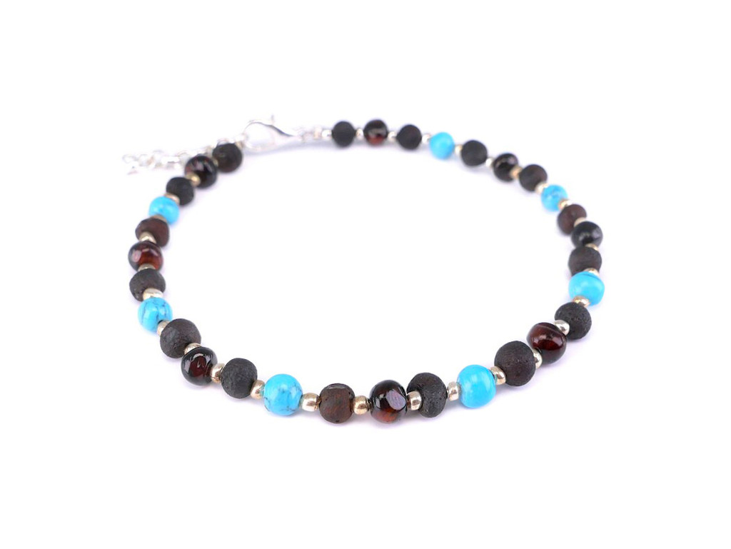 Dark cherry turquoise beads adult amber bracelet shop