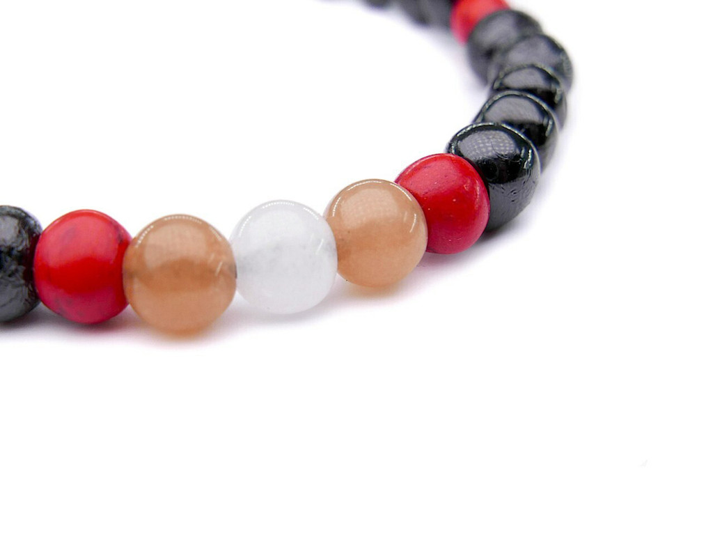 Handcrafted Dark Cherry Amber Bracelet with Sunstone and Moonstone for Adults