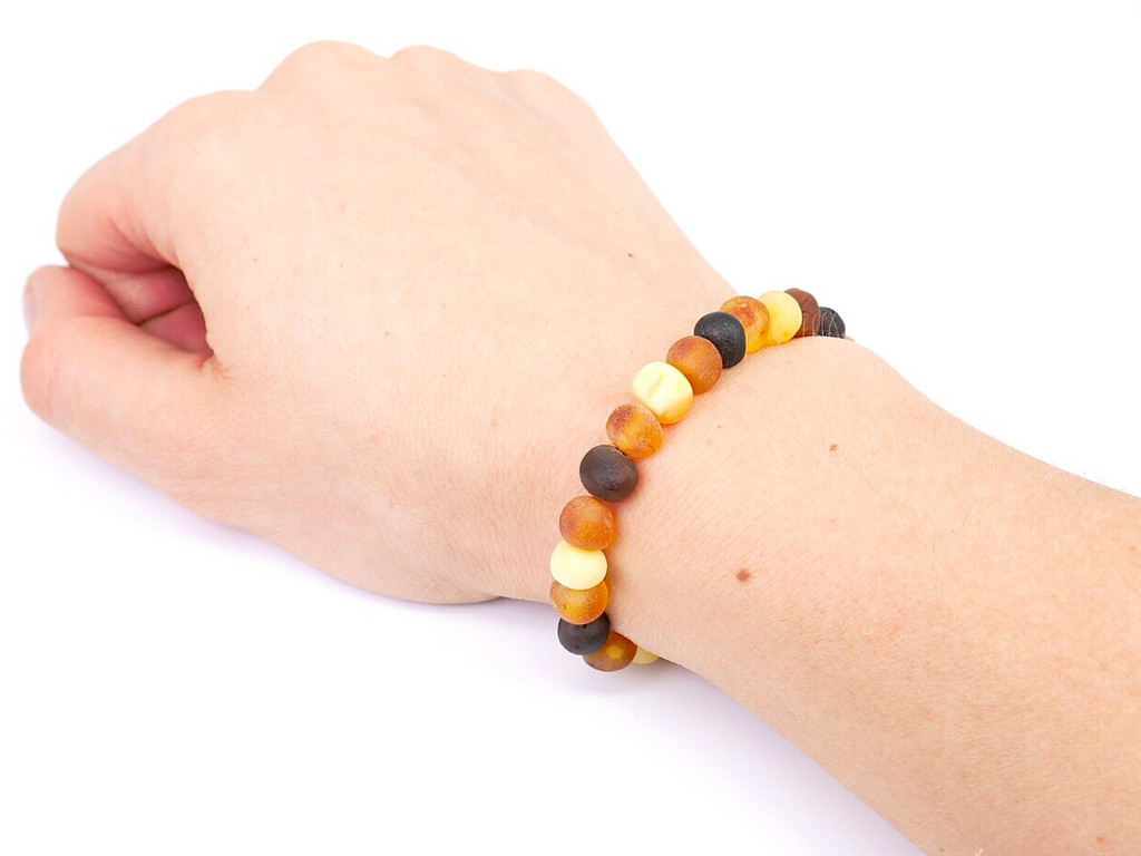 Vintage adult amber bracelet raw multicoloured beads