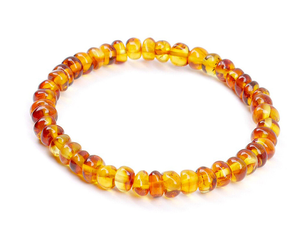 Adult amber bracelet with stretch baroque honey beads, handcrafted from genuine Baltic amber