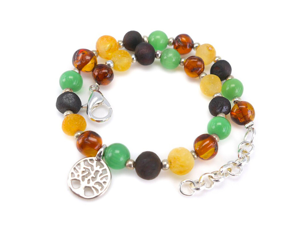 Adjustable Multicolour Baltic Amber Bracelet for Adults – Cat Eye Stone Design
