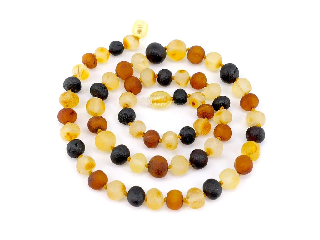 Amber necklace for adults with multicoloured raw Baltic amber beads for men and women
