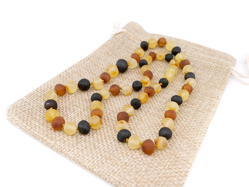 Amber necklace for adults with raw unpolished rounded beads for sale