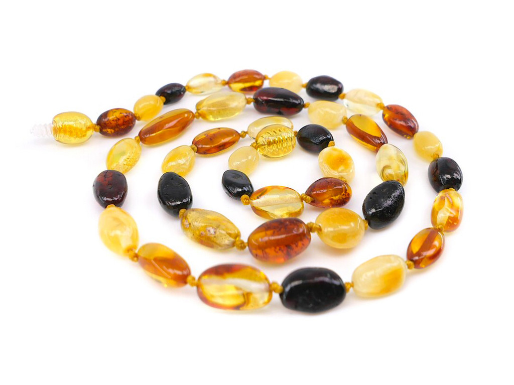 adult baltic amber necklace with smooth polished olive shaped beads