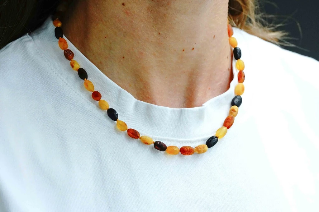 Adult Amber Necklace Olive Raw Unpolished Beads 