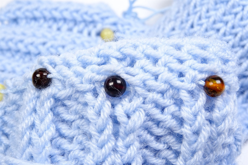 Merino wool baby socks with Baltic amber  (Grey)