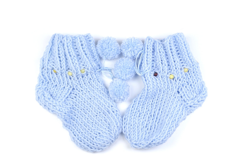 Merino wool baby socks with Baltic amber  (Grey)