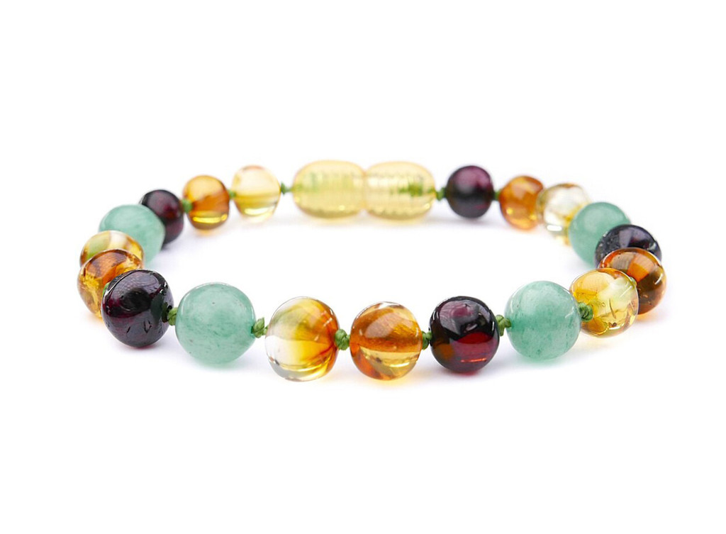 Aventurine amber teething bracelet. Baby shop Northern Ireland