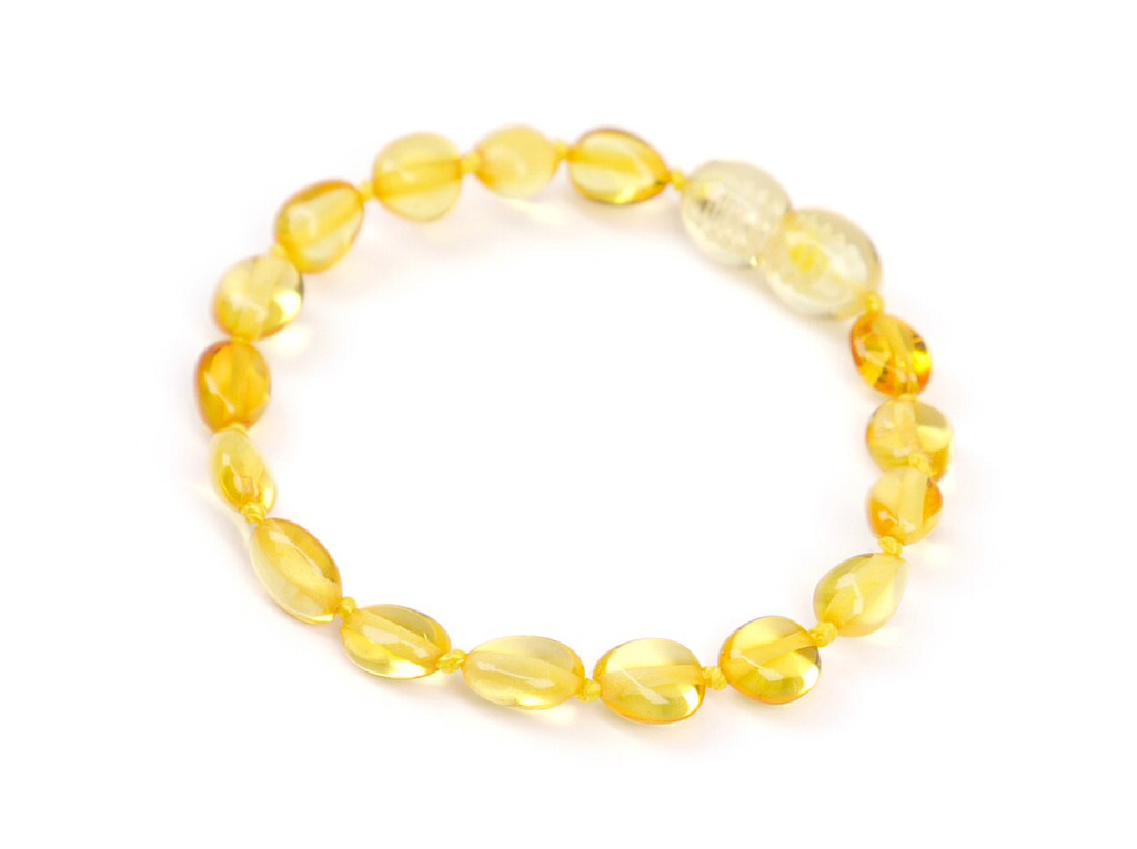 Lemon amber teething bracelet. Baby store UK