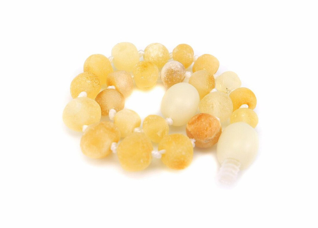 Milky amber teething bracelet. Baby teether UK