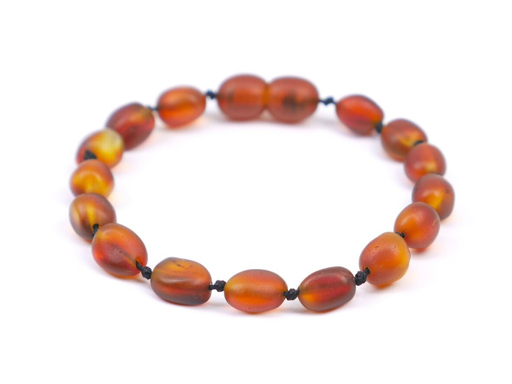 Genuine Baltic amber cognac anklet for teething handmade luxury accessory