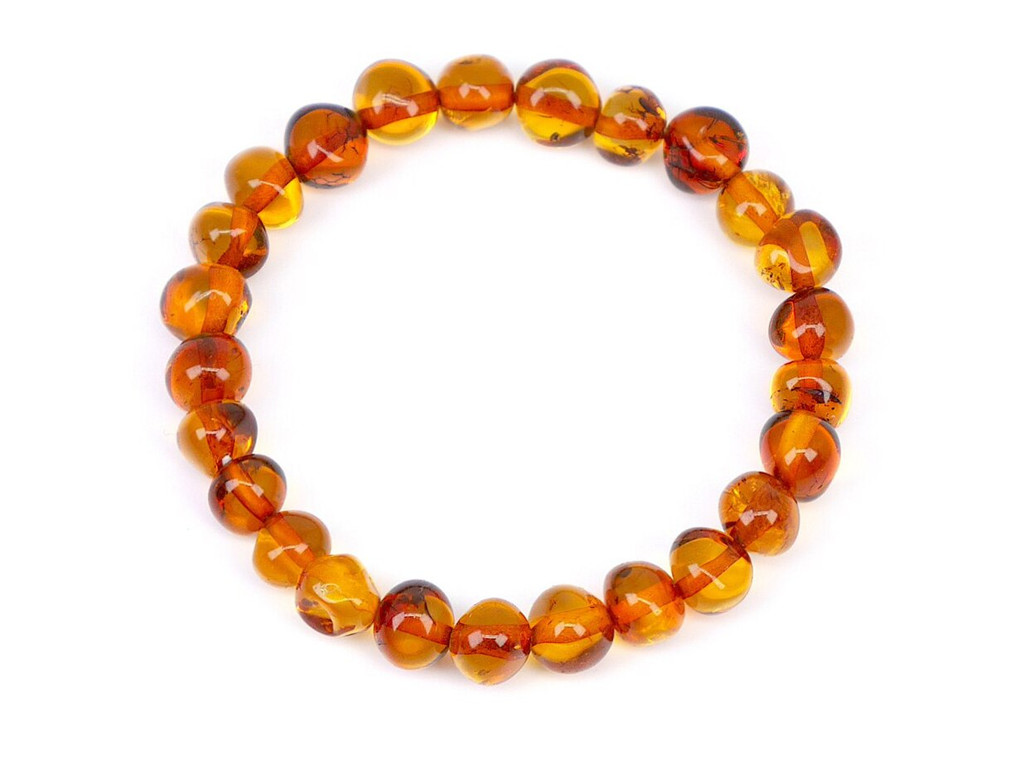 Stretch elastic cord cognac amber teething anklet
