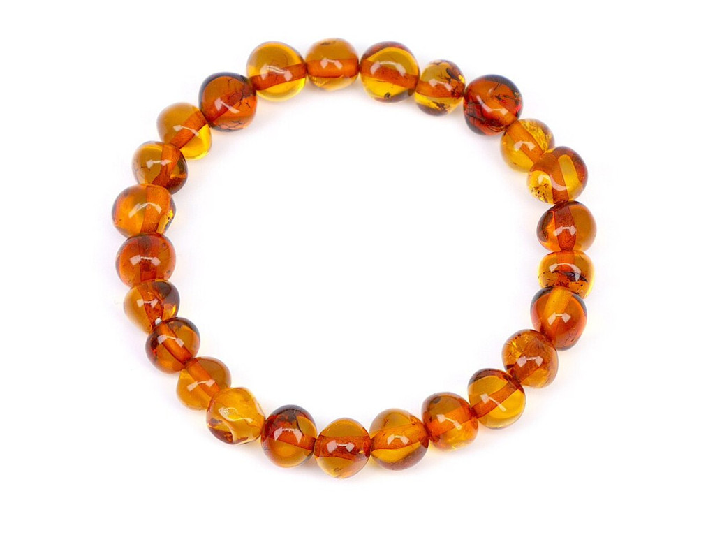 Light cognac baroque amber beads stretch anklet for teething