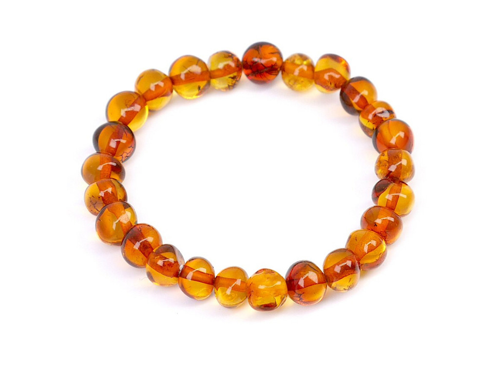 Stretch cognac baroque beads amber teething anklet