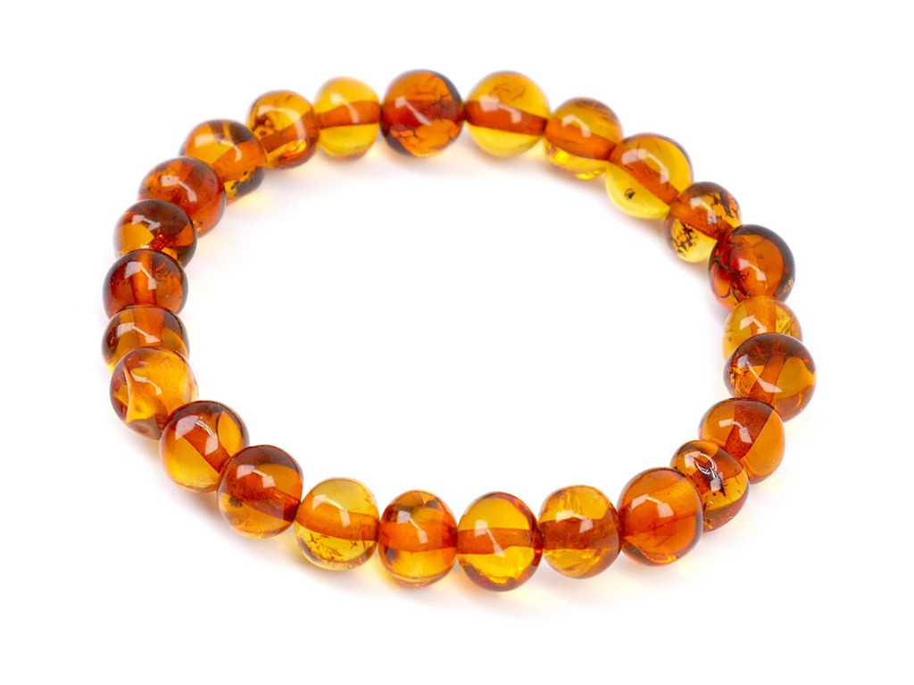 Natural stretch cognac baroque beads amber teething ankle for your baby