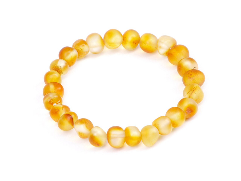 Baltic amber handmade stretch anklet natural eco-friendly materials - classic teething style design
