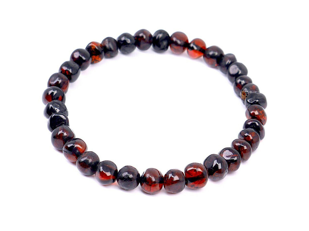 Adult amber bracelet with dark cherry Baltic amber beads – genuine certified jewellery available for online shopping in the UK