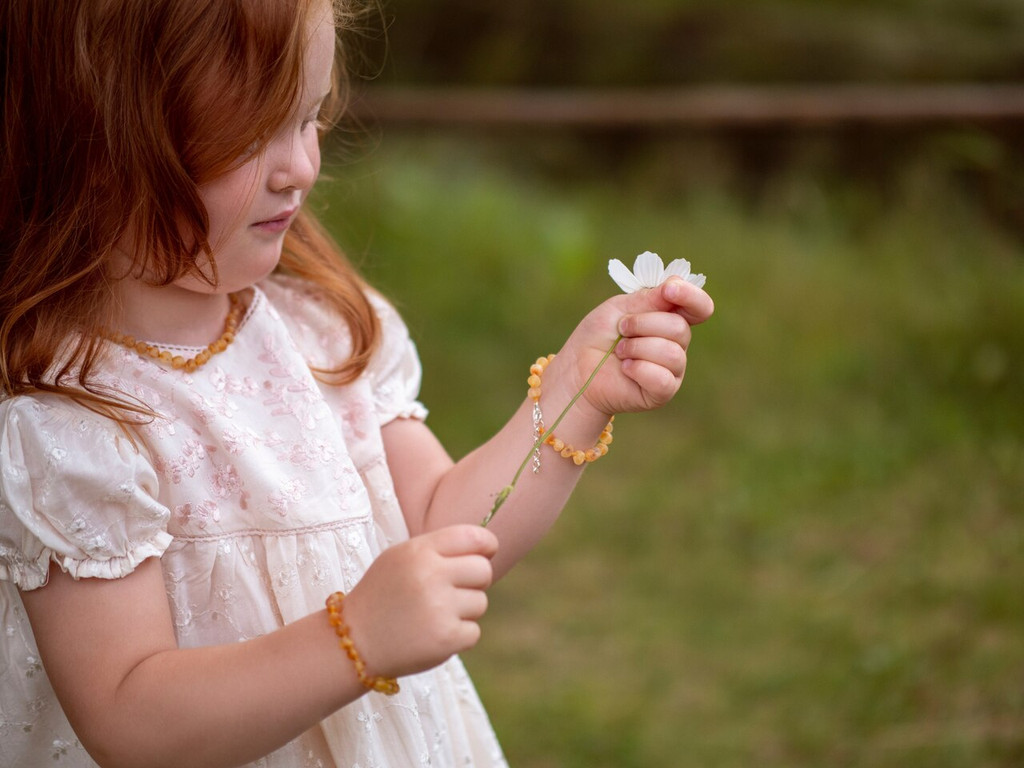 Honey raw unpolished amber teething bracelet with adjustable clasp handmade from genuine Baltic amber 