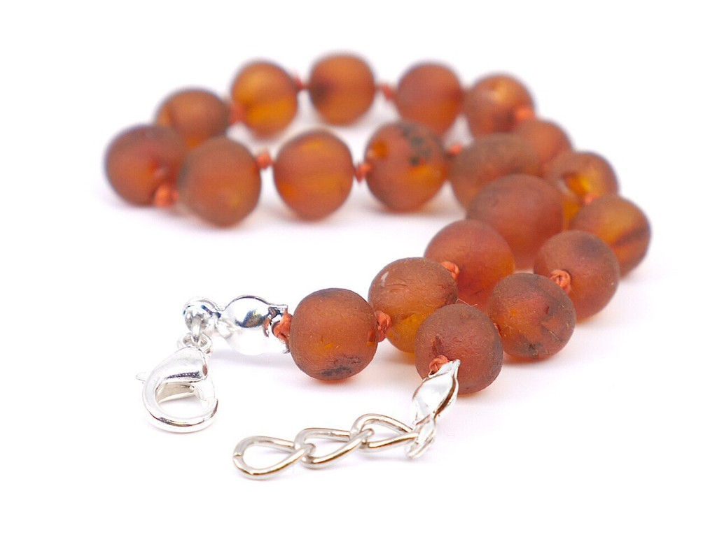 Eco friendly baltic amber teething bracelet adjustable caramel amber nuggets handmade