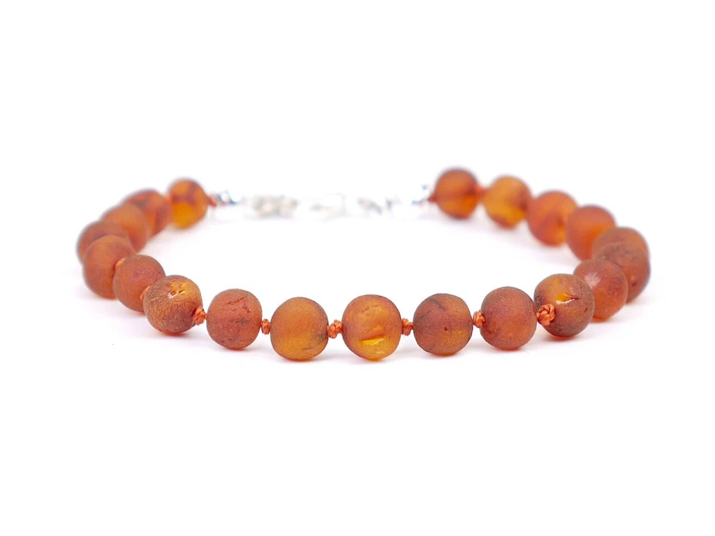 Certified baltic amber adjustable anklet with honey caramel raw beads uk Ireland - traditional teething style design