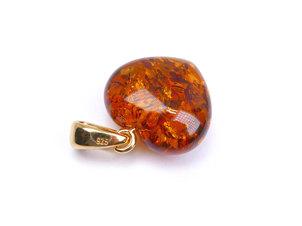 Baltic amber heart pendant / gold plated