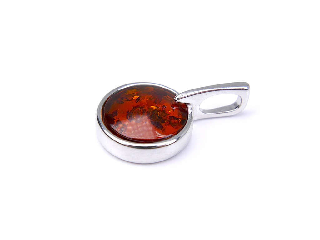 Baltic amber tablet silver pendant 