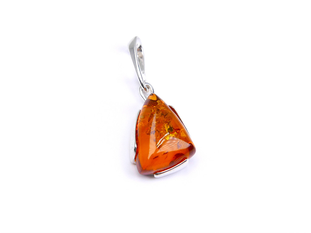 Baltic amber silver triangular pendant