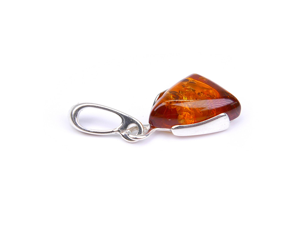 Baltic amber silver triangular pendant