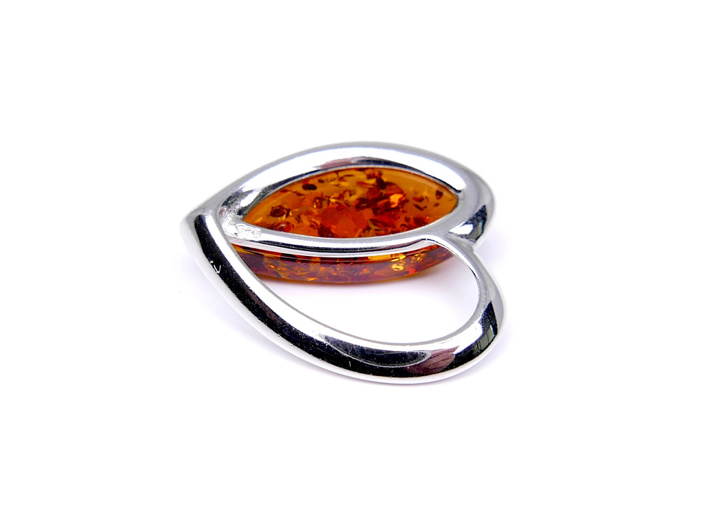 Baltic amber heart-shaped pendant in sterling silver