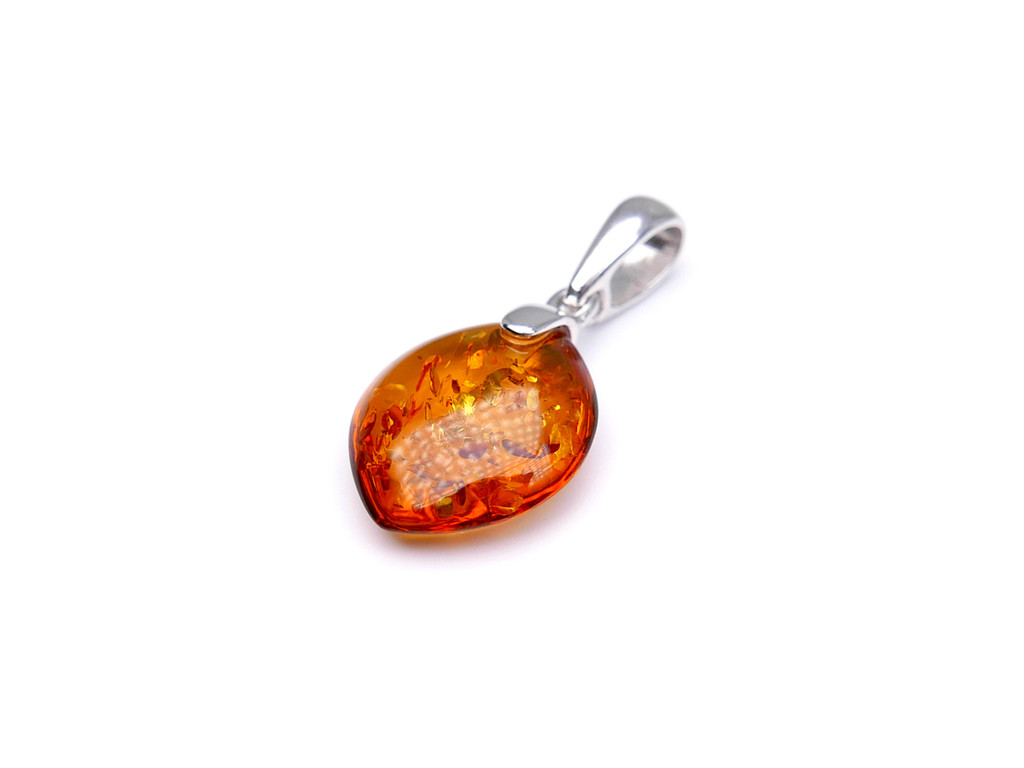 Baltic amber marquise-shaped pendant in sterling silver