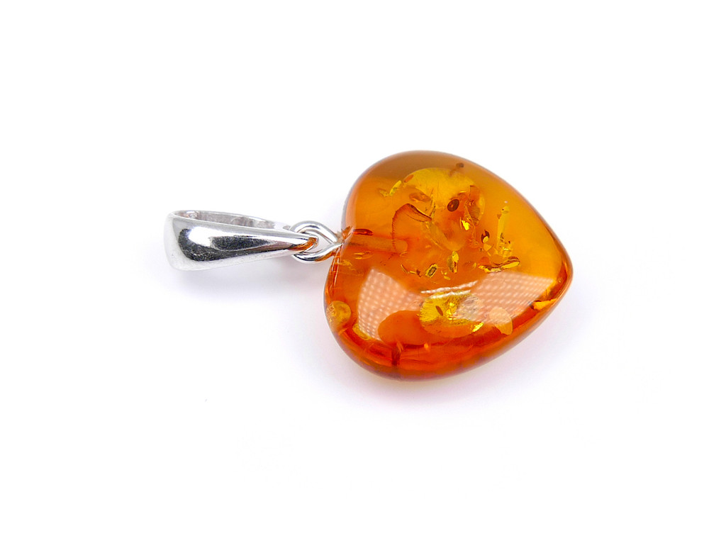 Baltic amber heart pendant / sterling silver bail