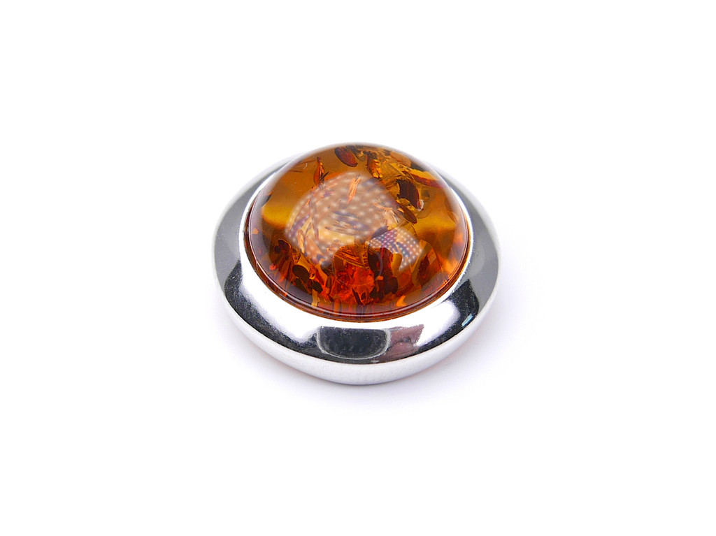 Baltic amber round moon shape silver pendant