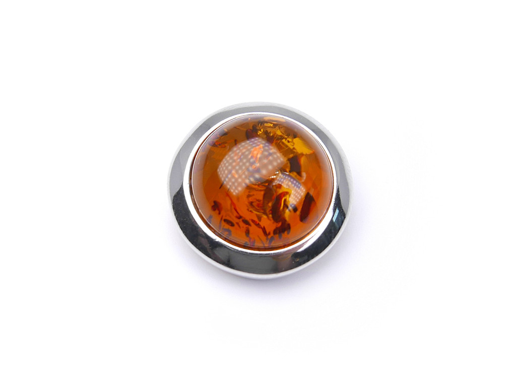 Baltic amber round moon shape silver pendant