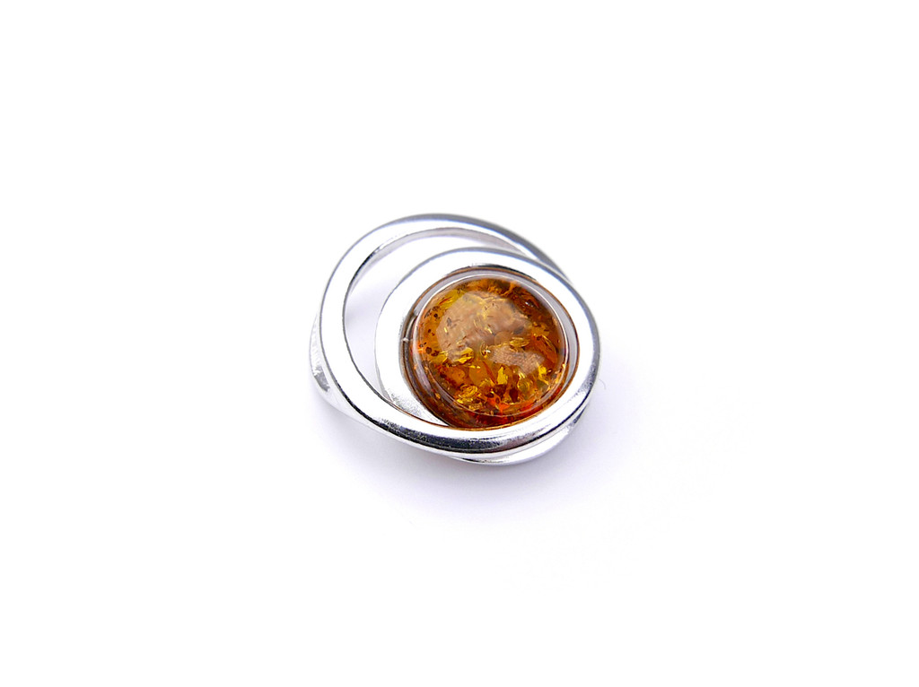 Baltic amber spiral pendant in sterling silver