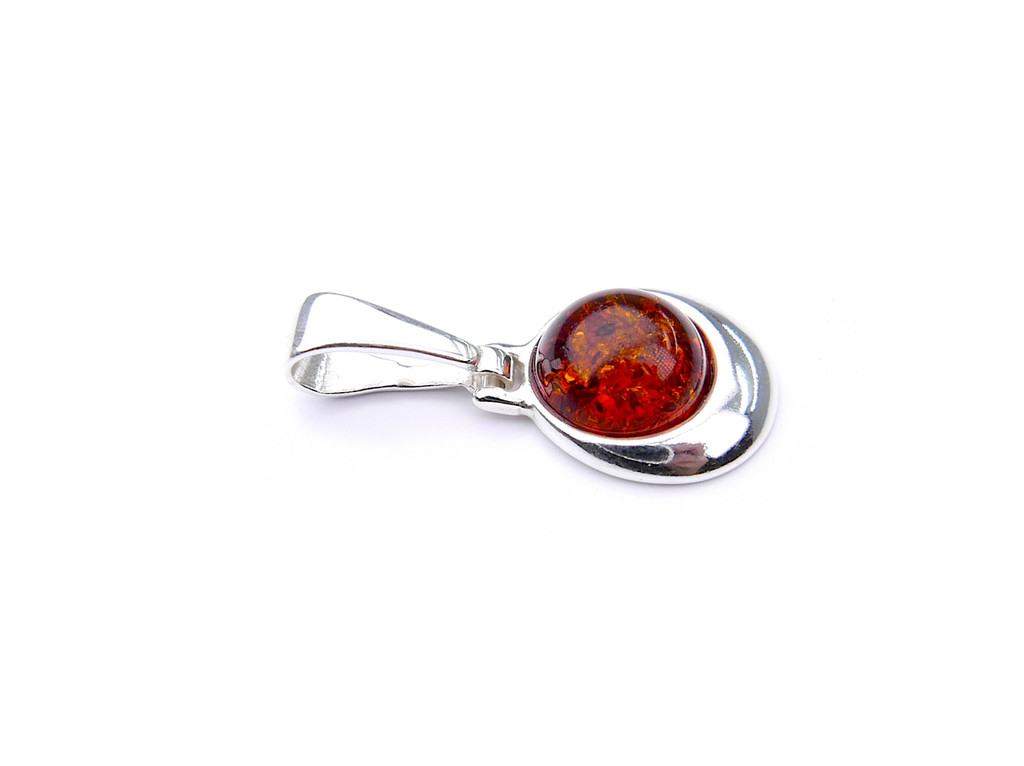 Baltic amber pear pendant in sterling silver