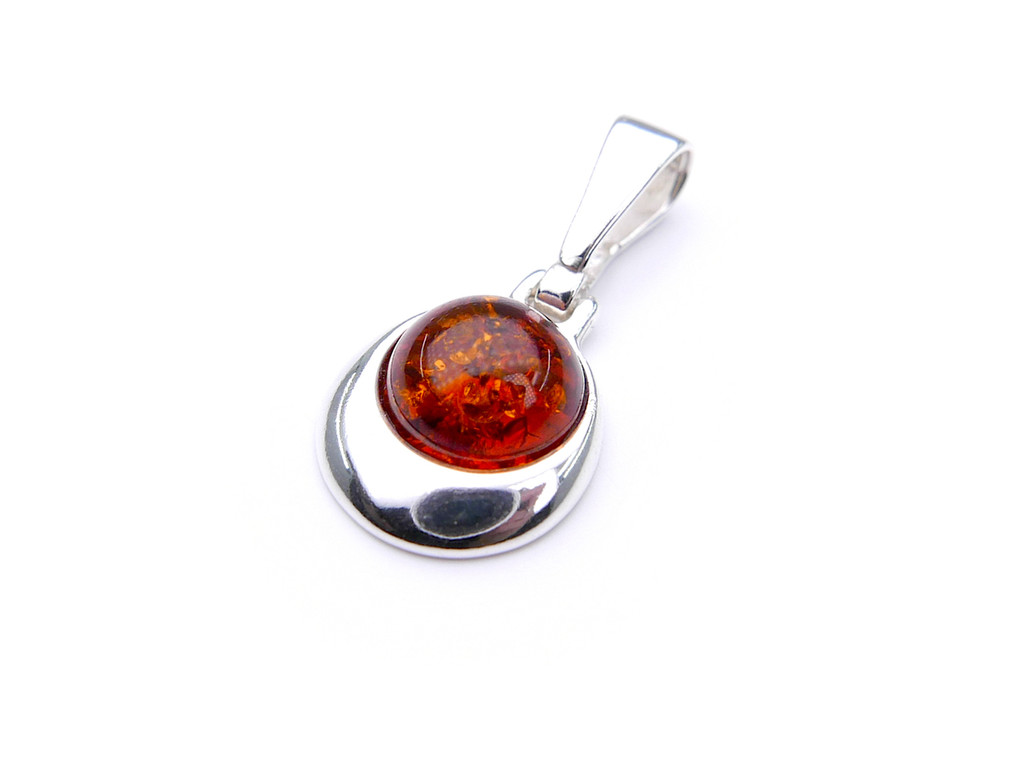 Baltic amber pear pendant in sterling silver