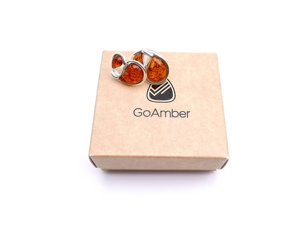 Abstract cognac Baltic amber stud earrings