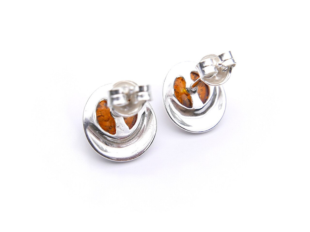 Baltic amber pear earrings in sterling silver