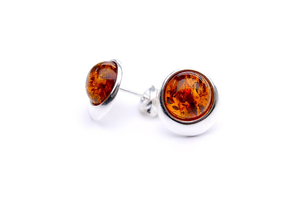 Baltic amber pear earrings in sterling silver